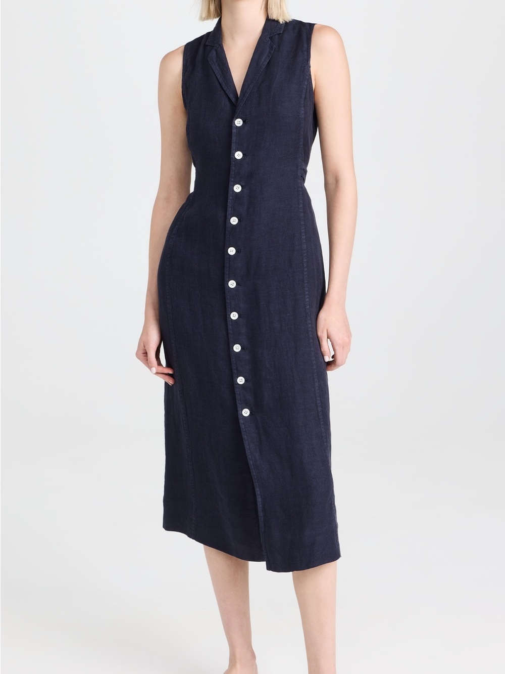 Alex Mill Mathilde Vest Dress in Navy Linen